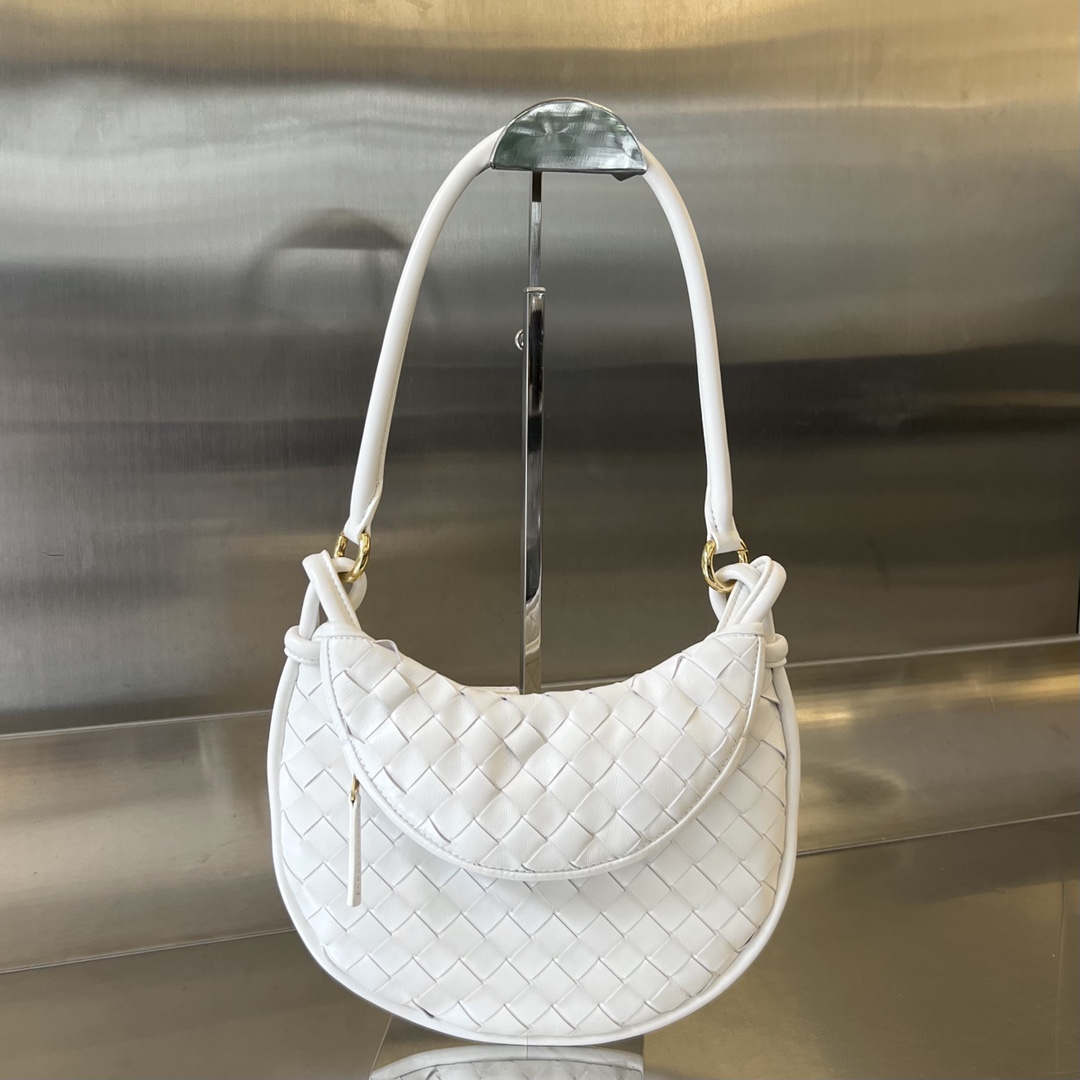 Small Gemelli Intrecciato Leather Shoulder Bag White